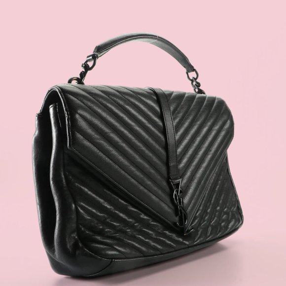 Saint Laurent College Large Quilted Shoulder Bag - Picture 2 of 12